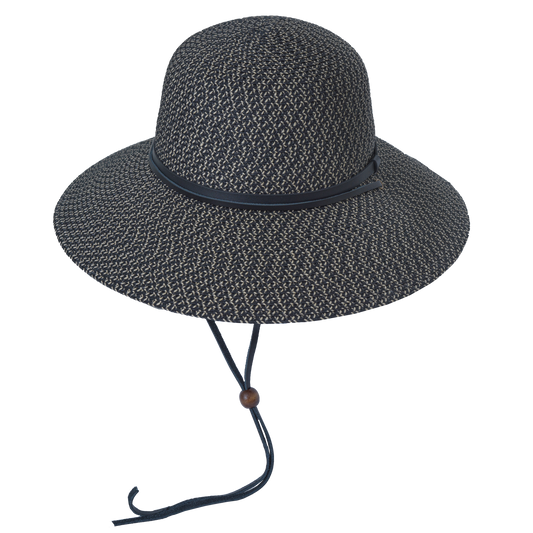 Leather Strap Sunhat Black