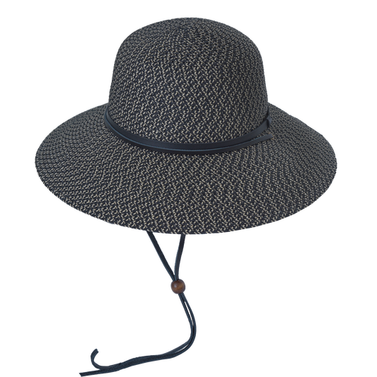 Leather Strap Sunhat Black
