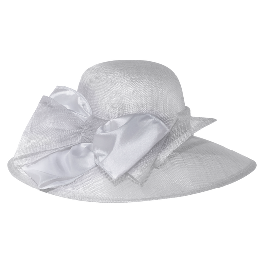 Satin Bow Sinamay White