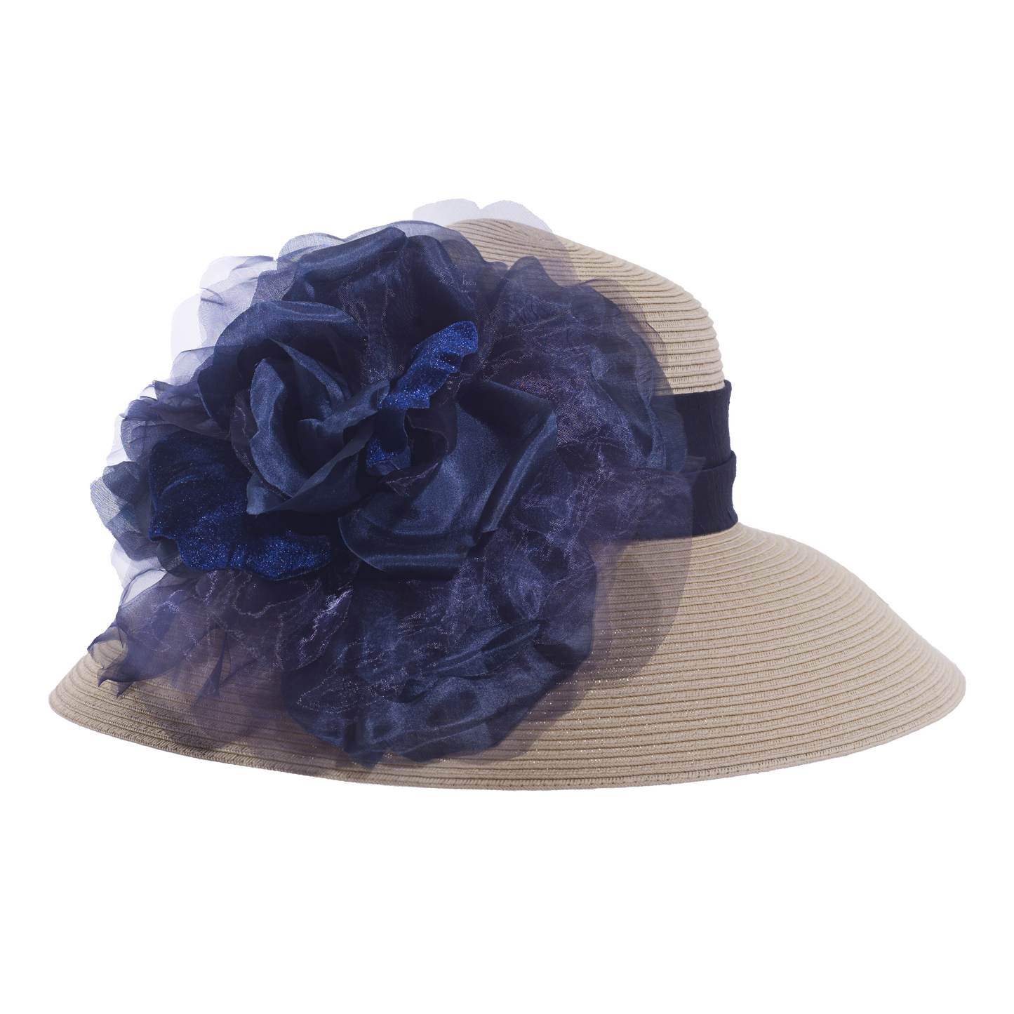 Silk Rose Lampshade Natural/Navy