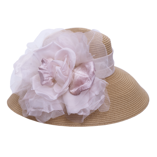 Silk Rose Lampshade Natural/Navy