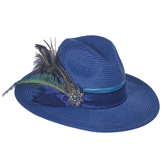 Peacock Straw Fedora Black