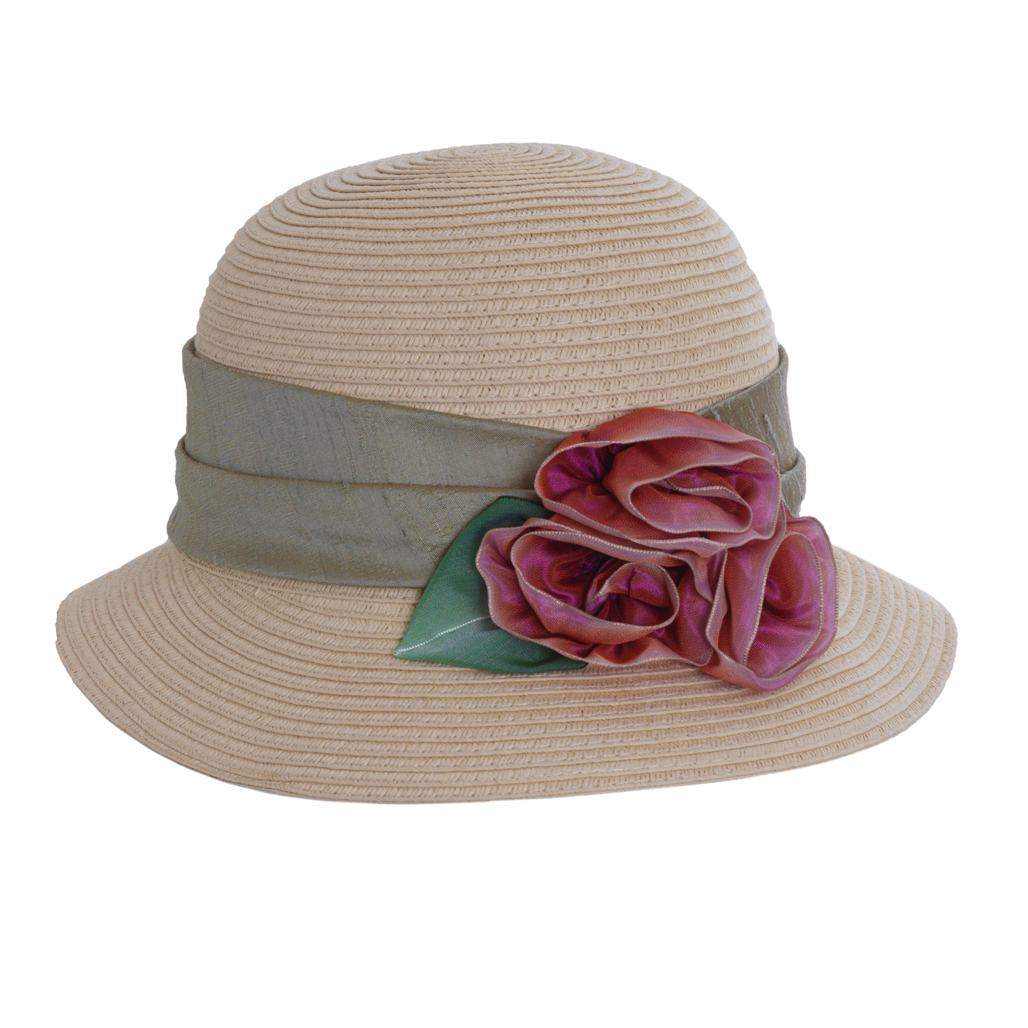 Ombre Rose Straw Cloche Mauve