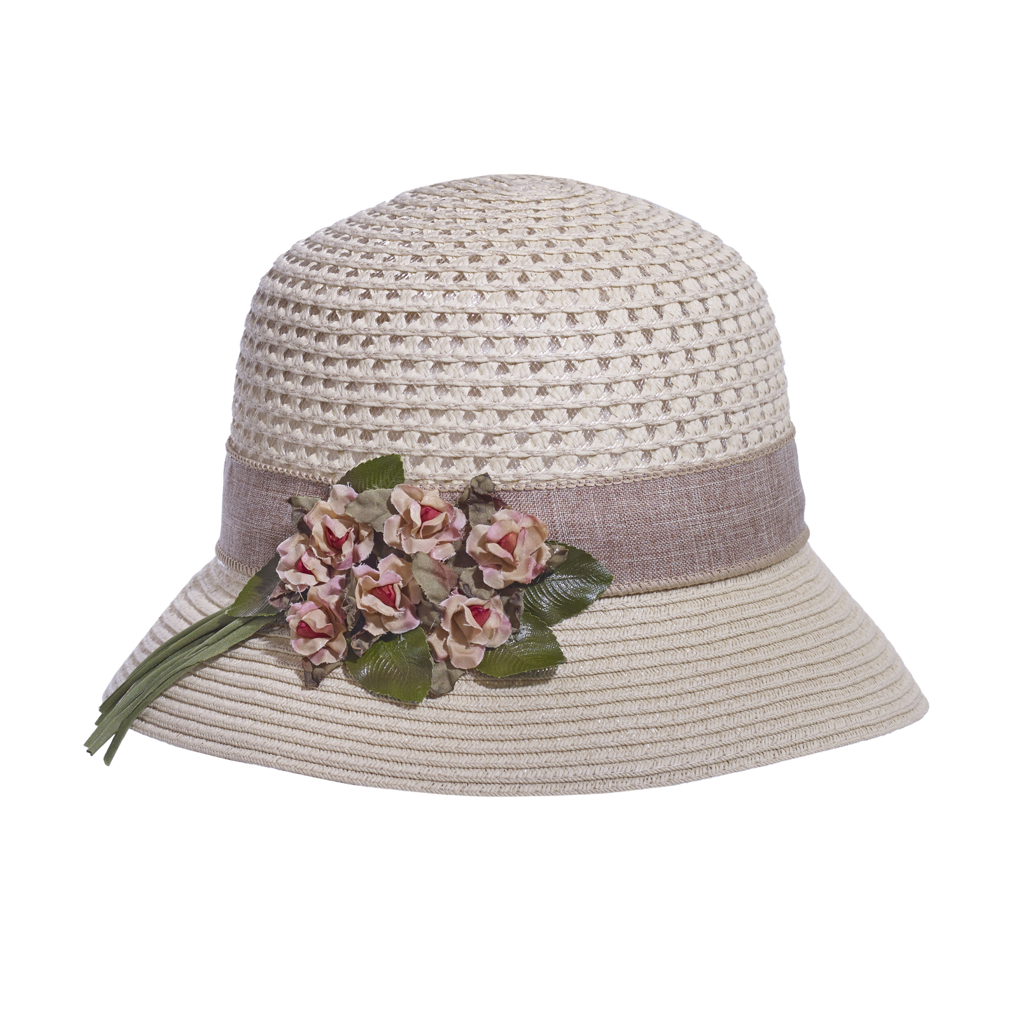 Five Pansy Cloche Natural/Rosette