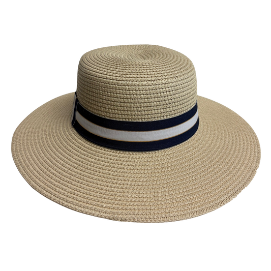 Nautical Stripe Boater Natural/Navy