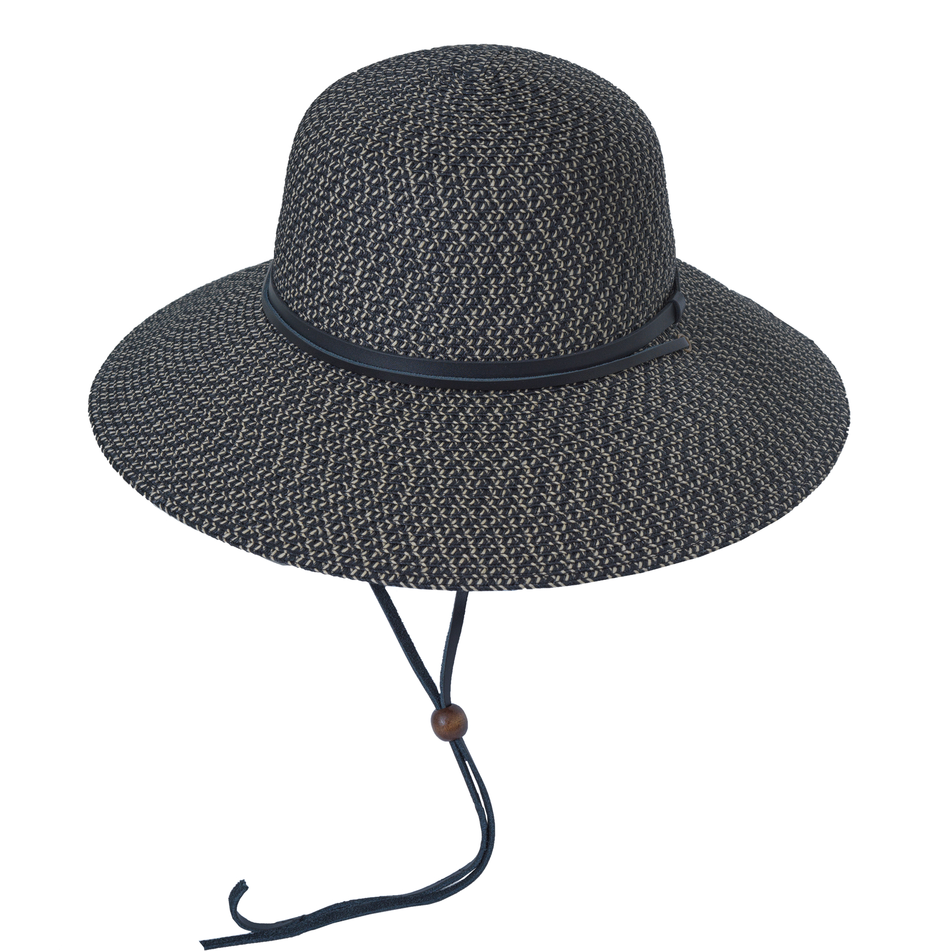 Leather Strap Sunhat Black