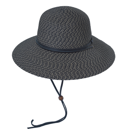 Leather Strap Sunhat Black