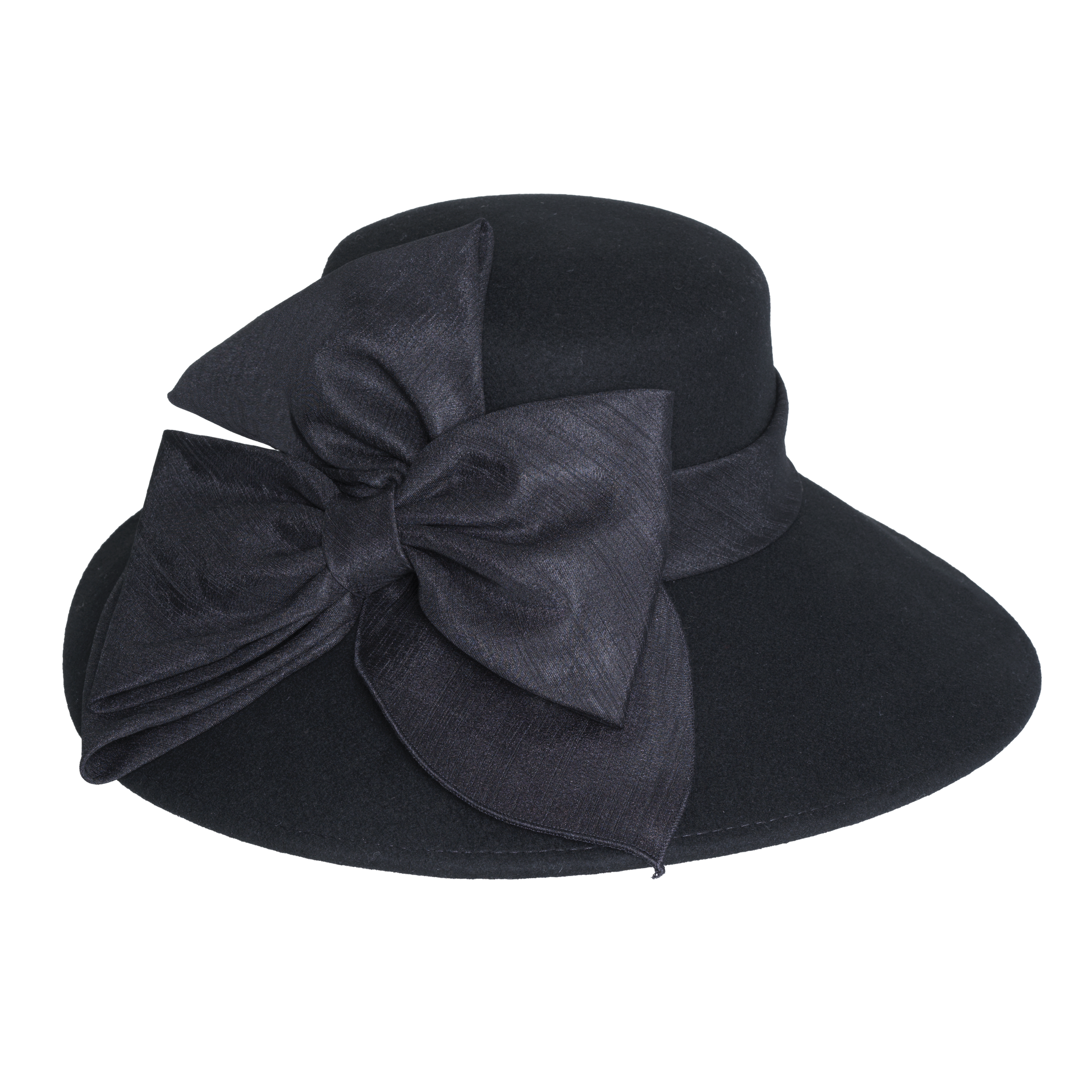 Slant Bow Lampshade Hat Black