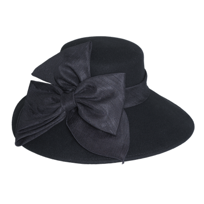 Slant Bow Lampshade Hat Black