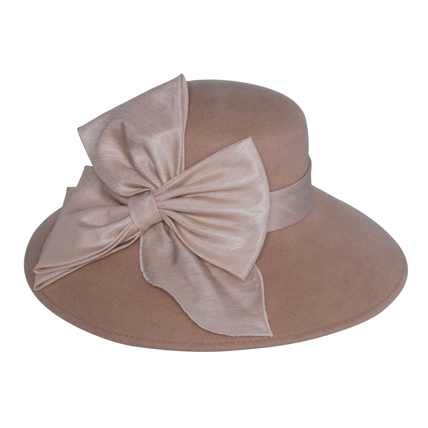 Slant Bow Lampshade Hat Camel
