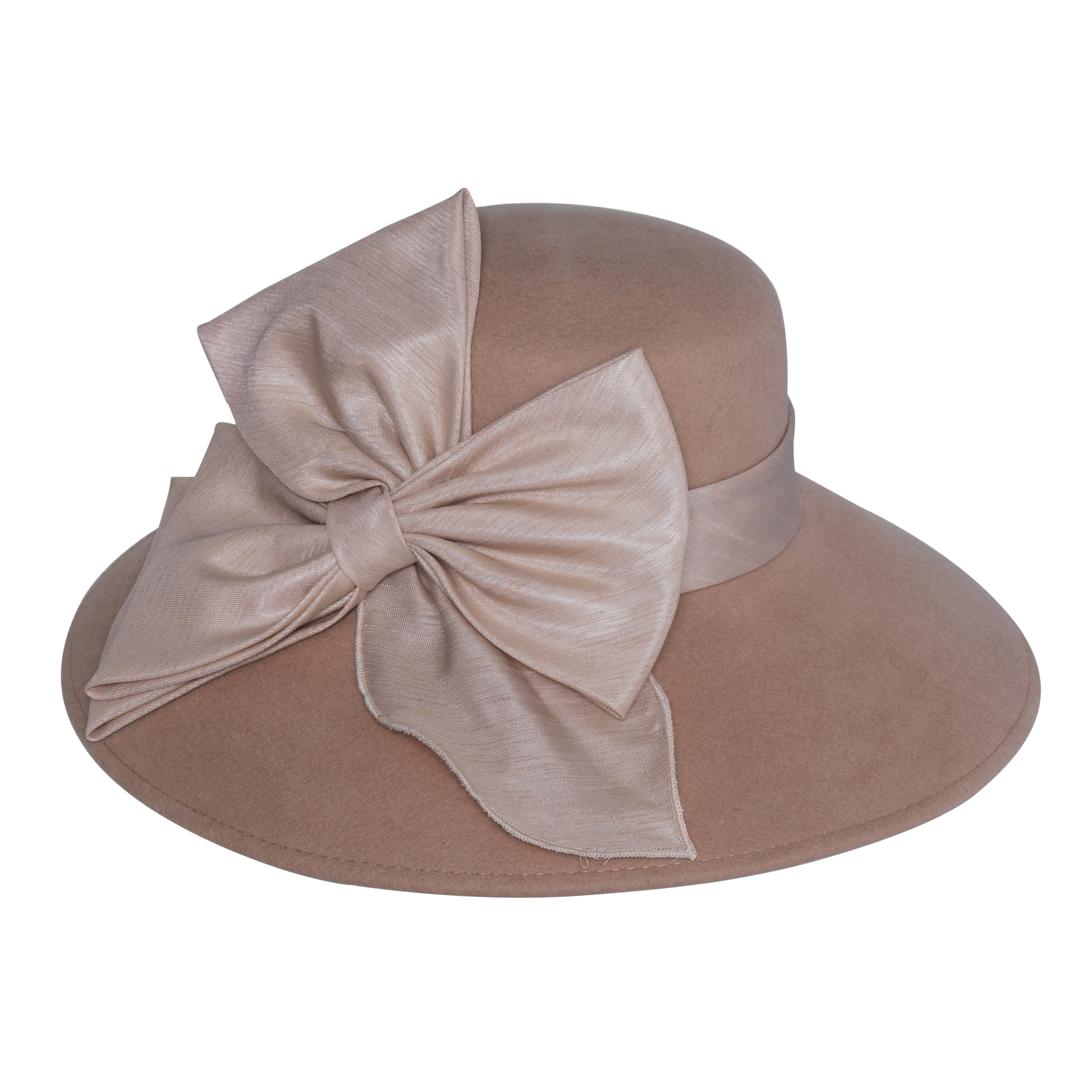 Slant Bow Lampshade Hat Camel