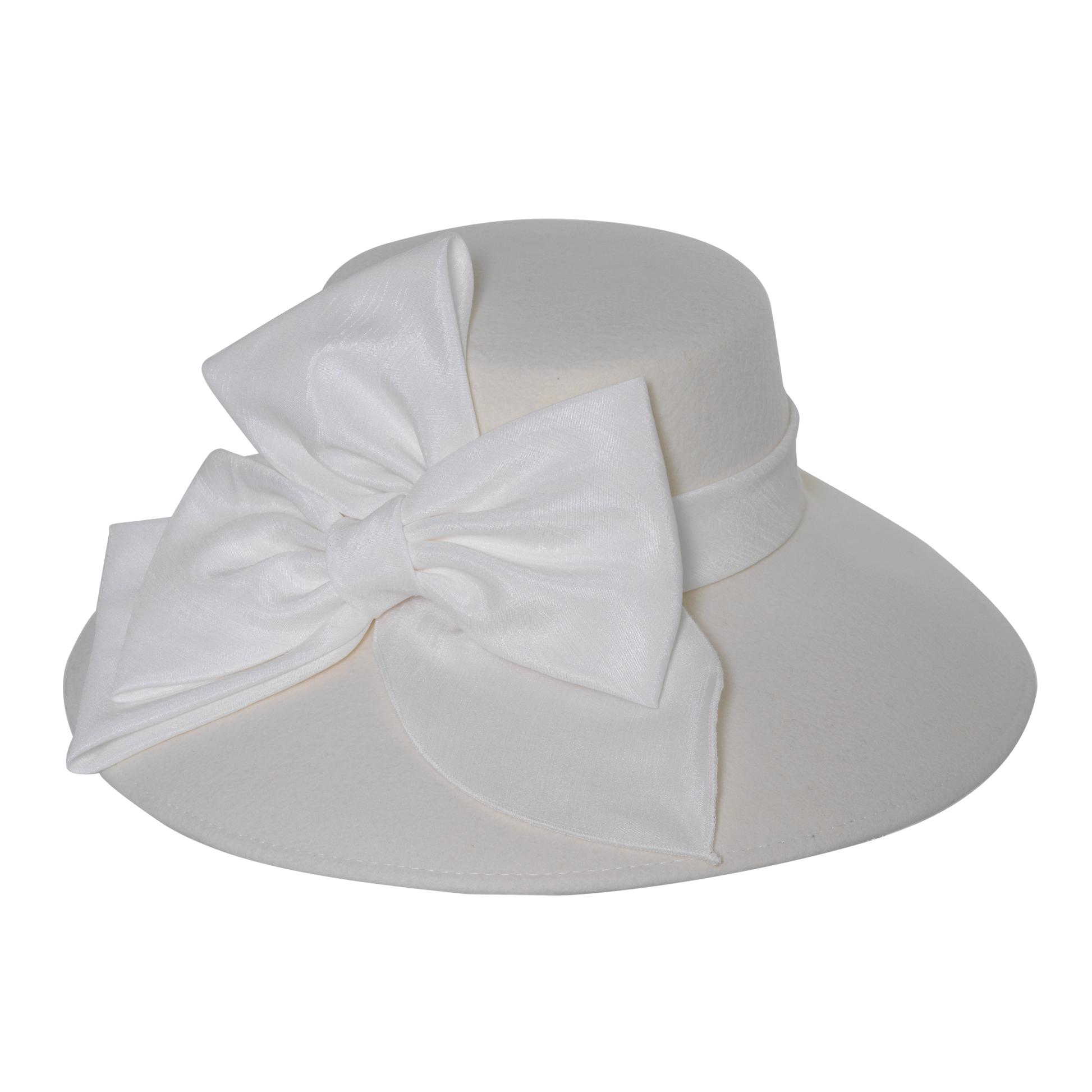 Slant Bow Lampshade Hat White