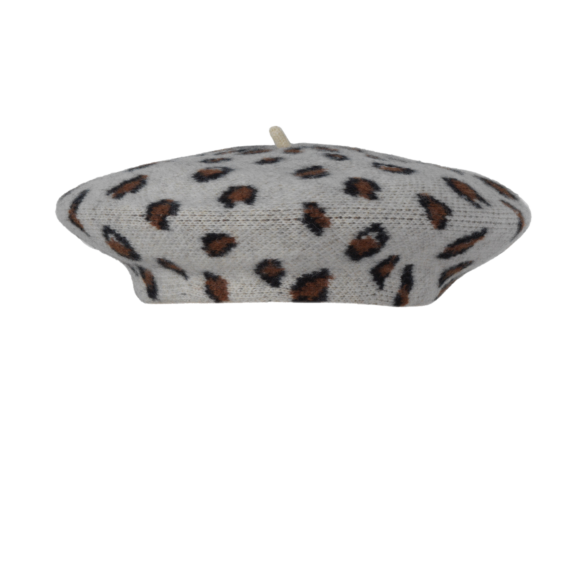 Leopard Knit Beret Grey