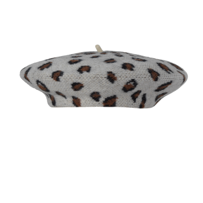 Leopard Knit Beret Grey