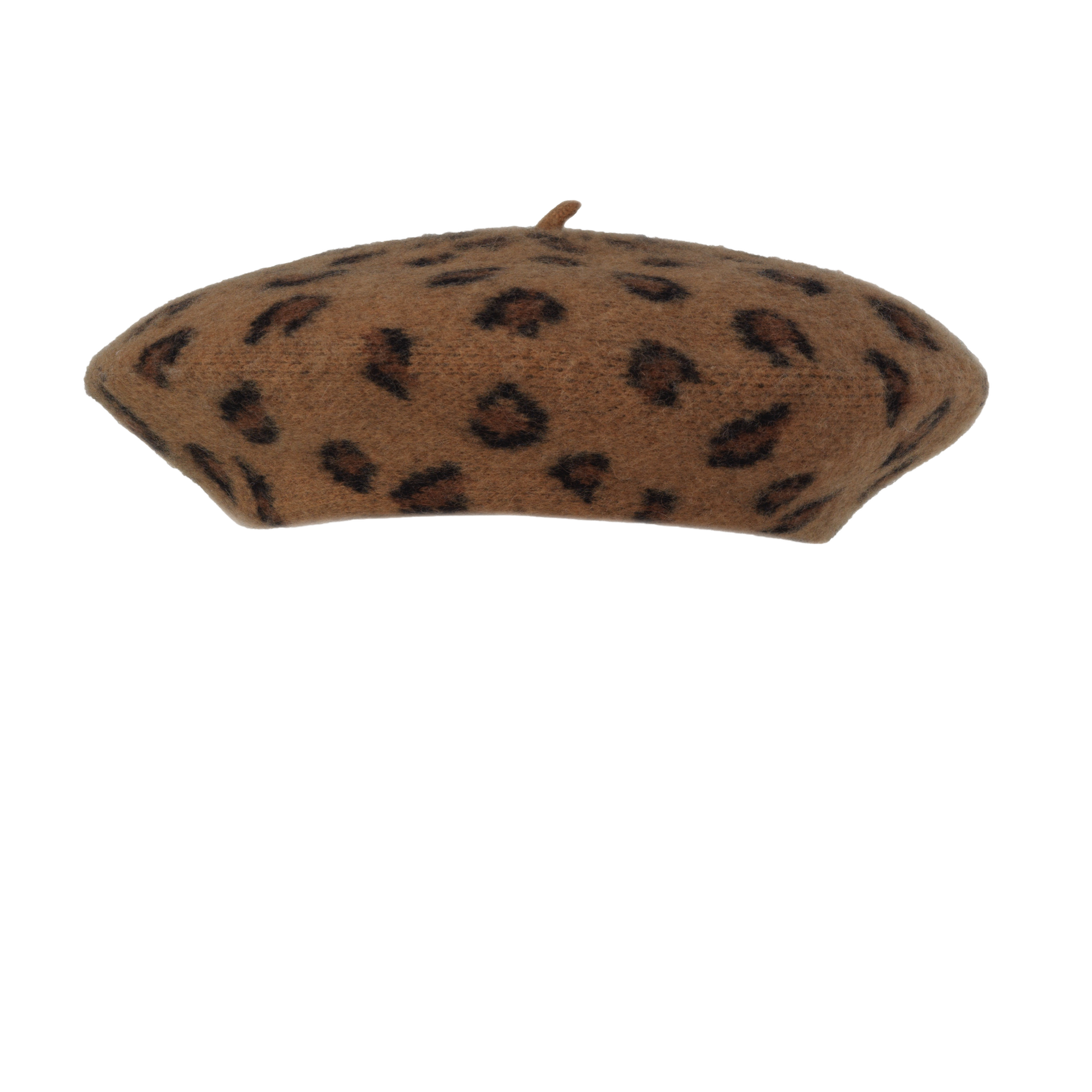 Leopard Knit Beret Brown