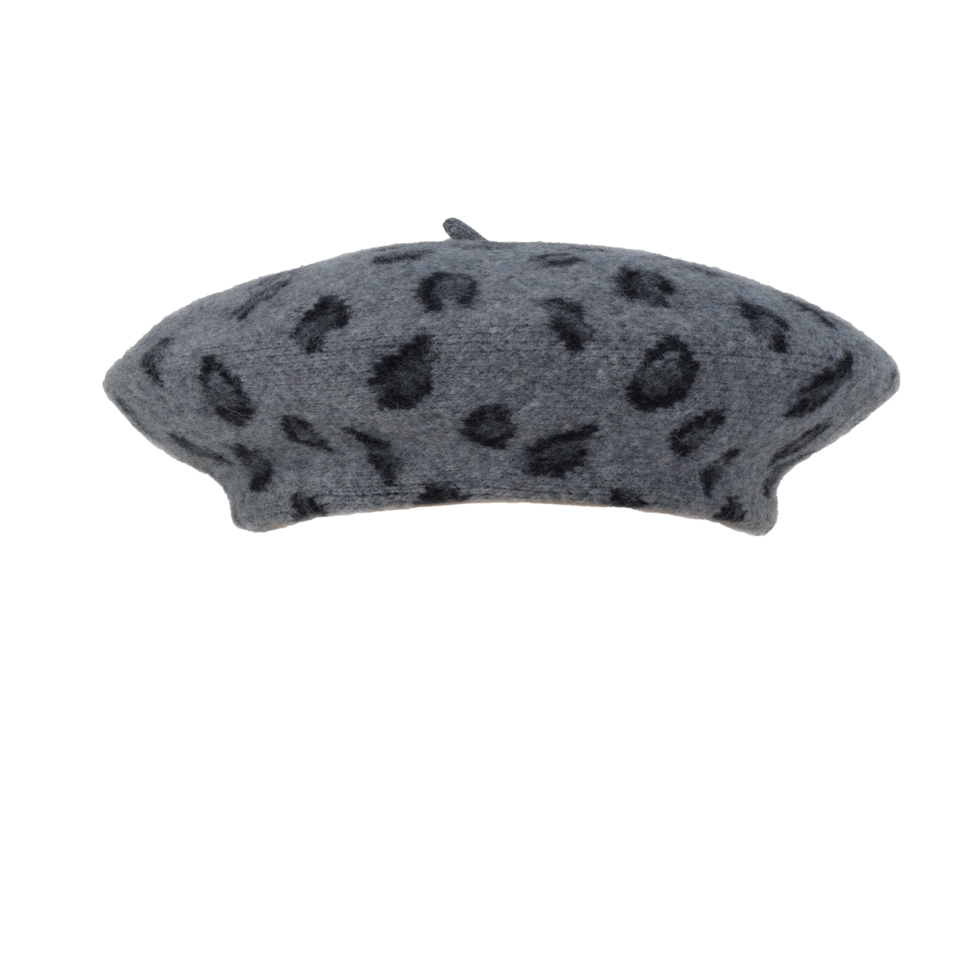 Leopard Knit Beret Grey