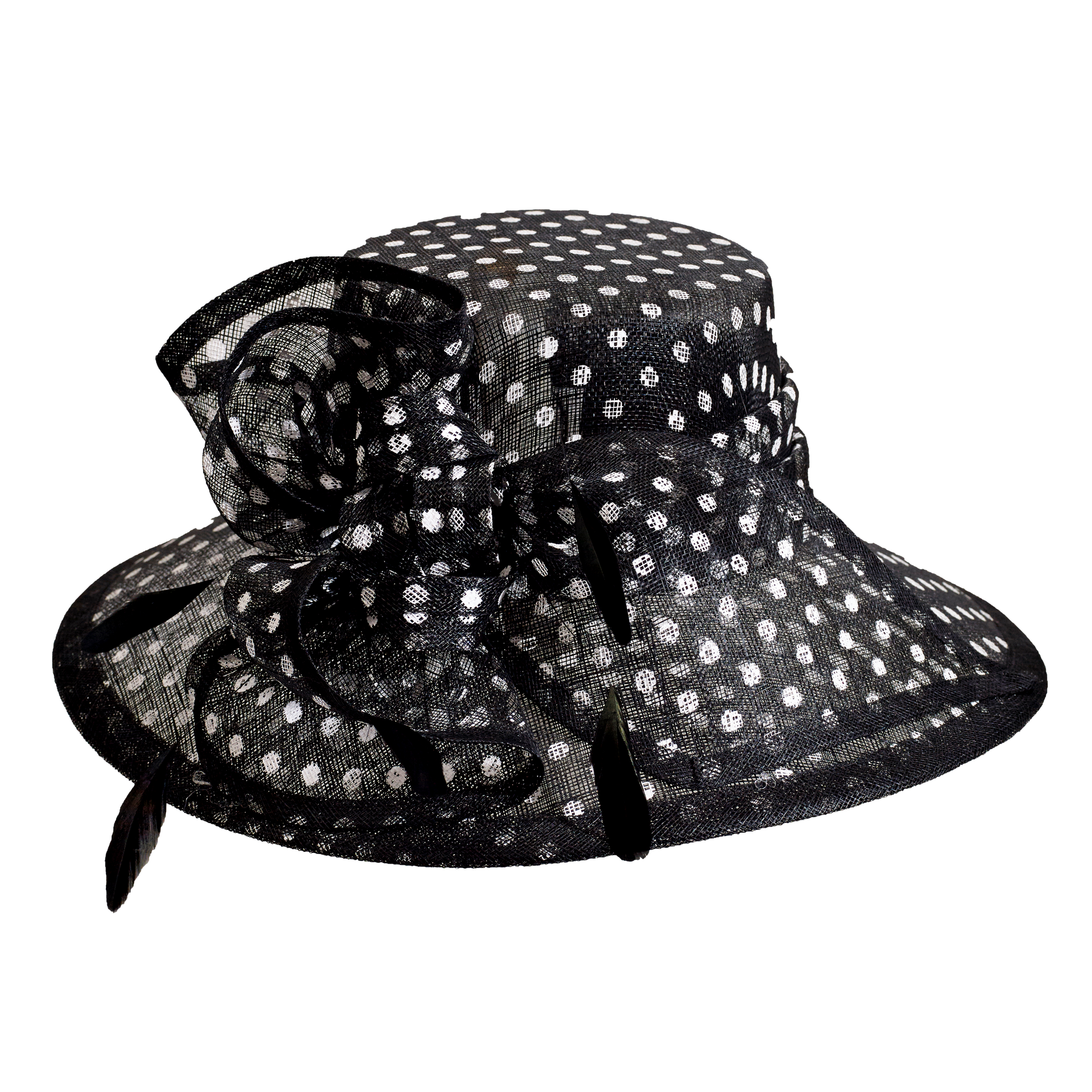 Polka Dot Sinamay Hatter Black