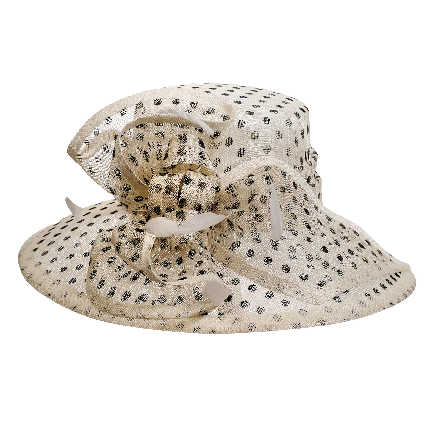 Polka Dot Sinamay Hatter Black