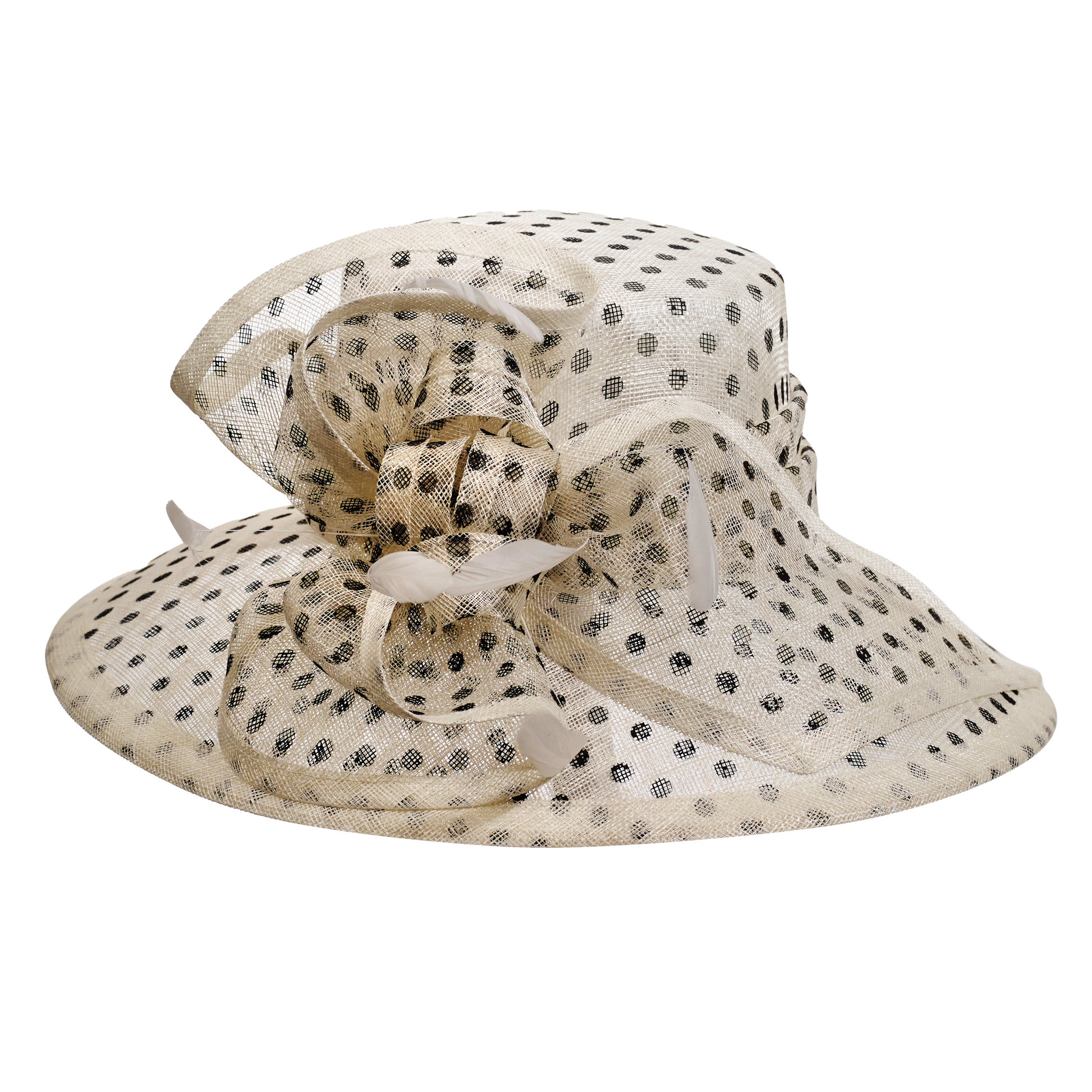 Polka Dot Sinamay Hatter Black