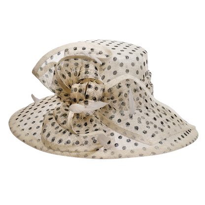 Polka Dot Sinamay Hatter Black