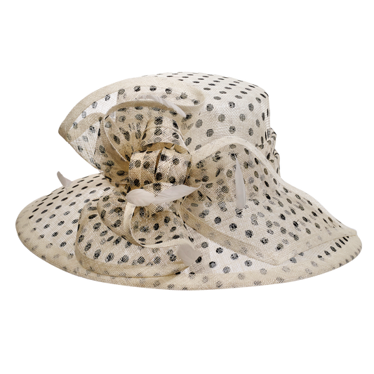Polka Dot Sinamay Hatter Black