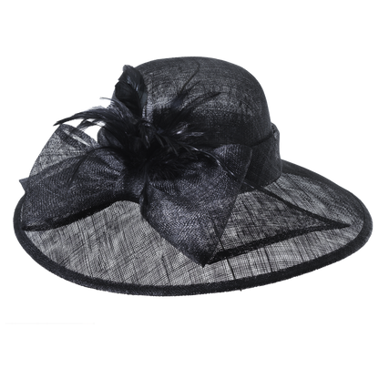 Feather Bow Sinamay Sunhat White