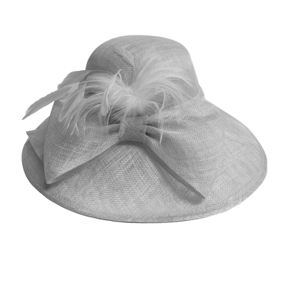 Feather Bow Sinamay Sunhat White