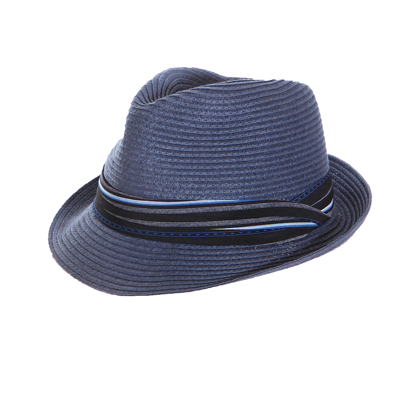 Stripe Band Fedora Blue / Medium