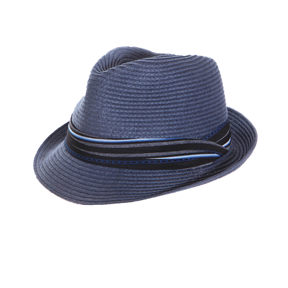 Stripe Band Fedora Blue / Medium