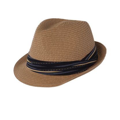 Stripe Band Fedora Toast / Medium
