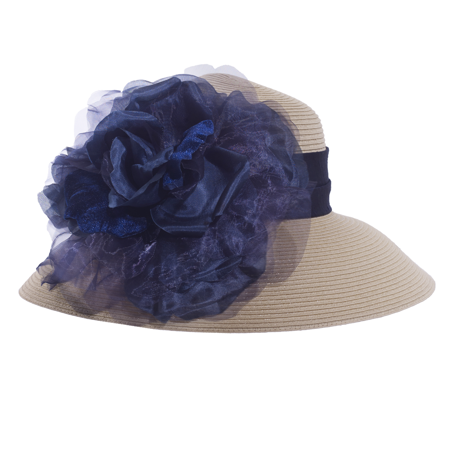 Silk Rose Lampshade Natural/Navy