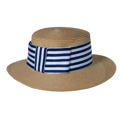 Backbow Stripe Boater Natural/Navy