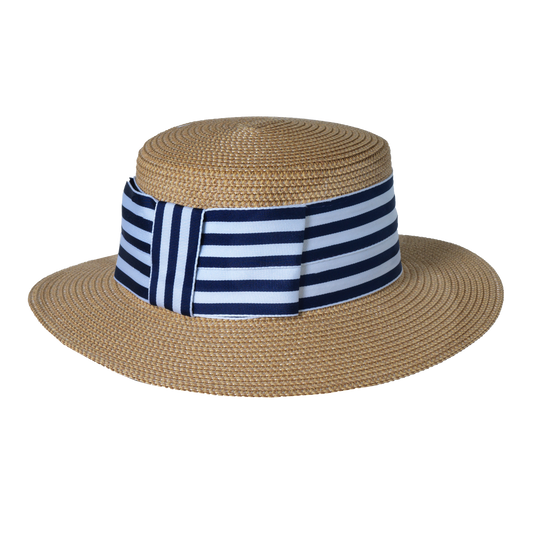 Backbow Stripe Boater Natural/Navy