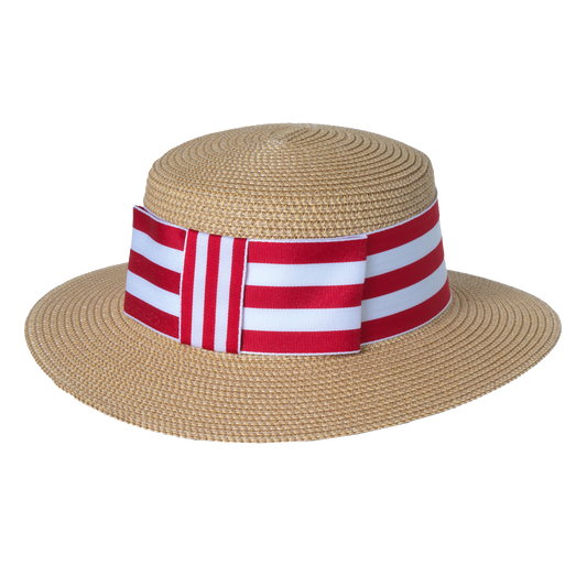 Backbow Stripe Boater Natural/Navy