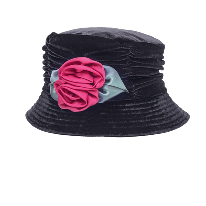Silk Rose Holiday Cloche Black