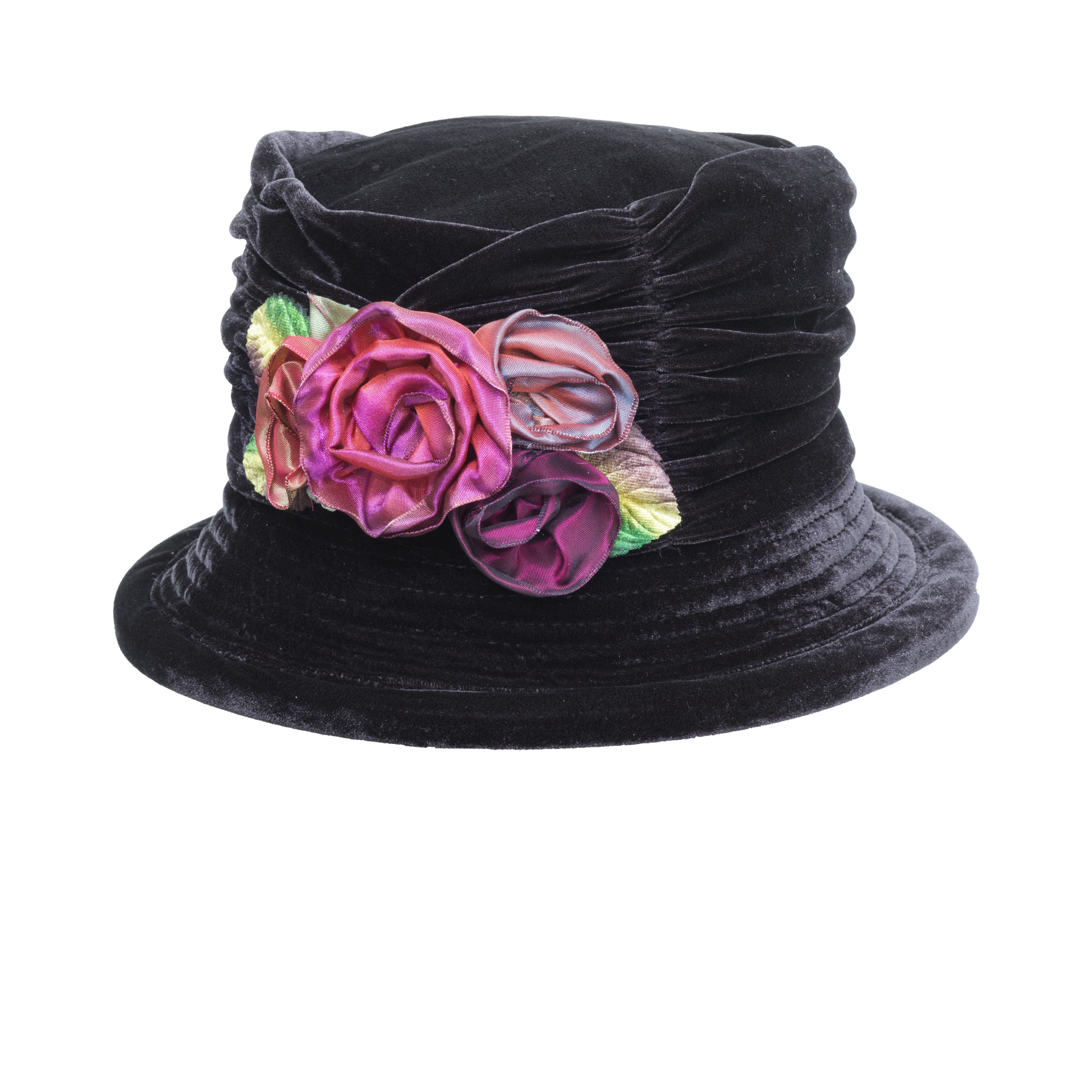 Silk Rose Holiday Cloche Black