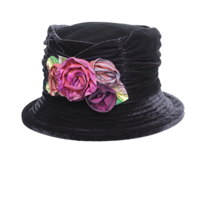 Silk Rose Holiday Cloche Black