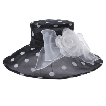 Polka Dot Organza Hatter Black