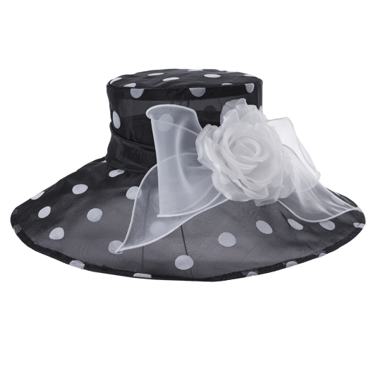 Polka Dot Organza Hatter Black