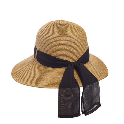 Chiffon Scarf Sunhat Natural/Black
