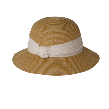 Chiffon Band Cloche Natural/Black