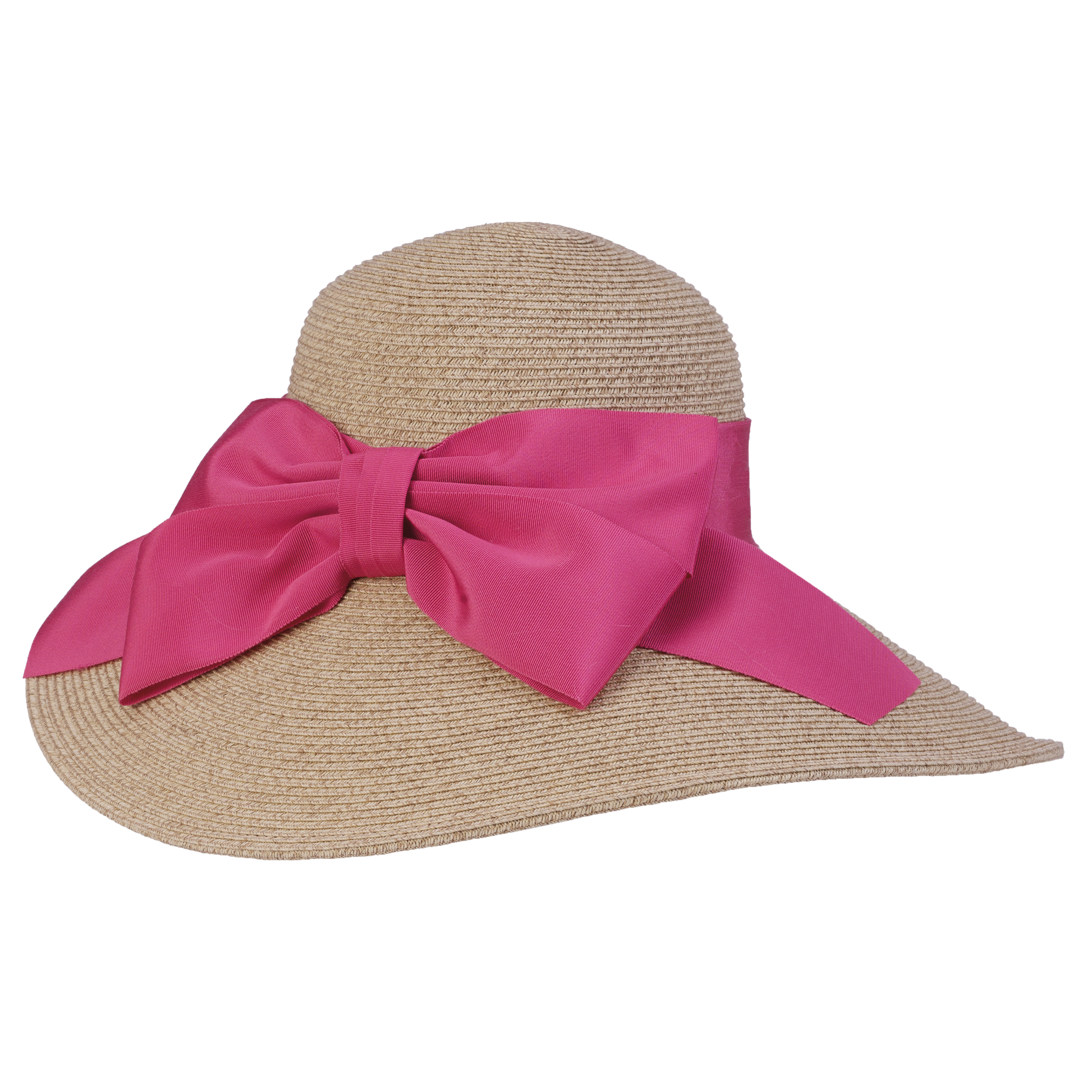 Side Bow Packable Sunhat Natural/Pink