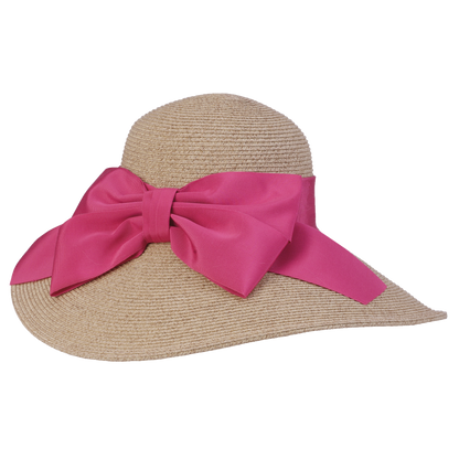 Side Bow Packable Sunhat Natural/Pink