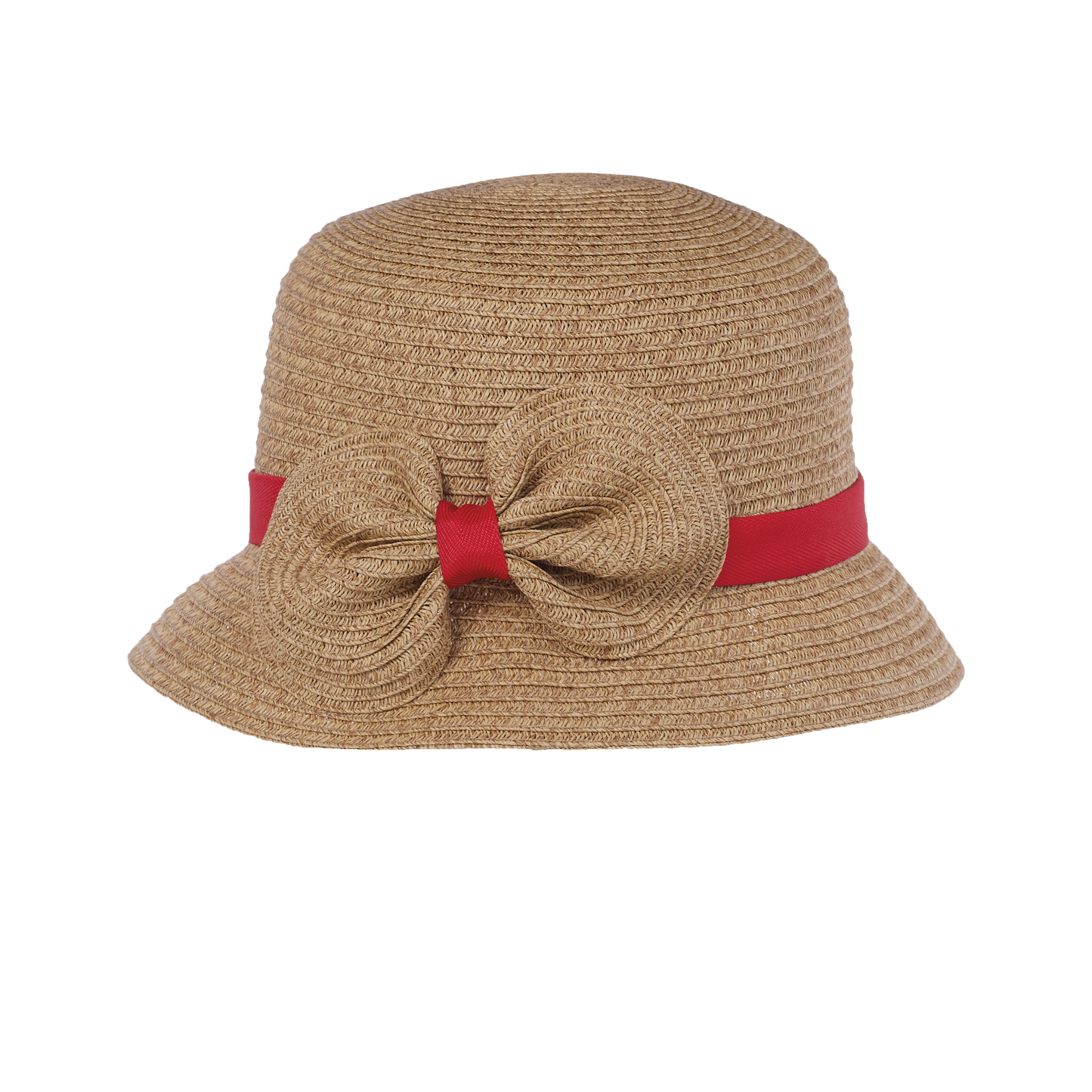 Heather Bow Cloche Natural/Red