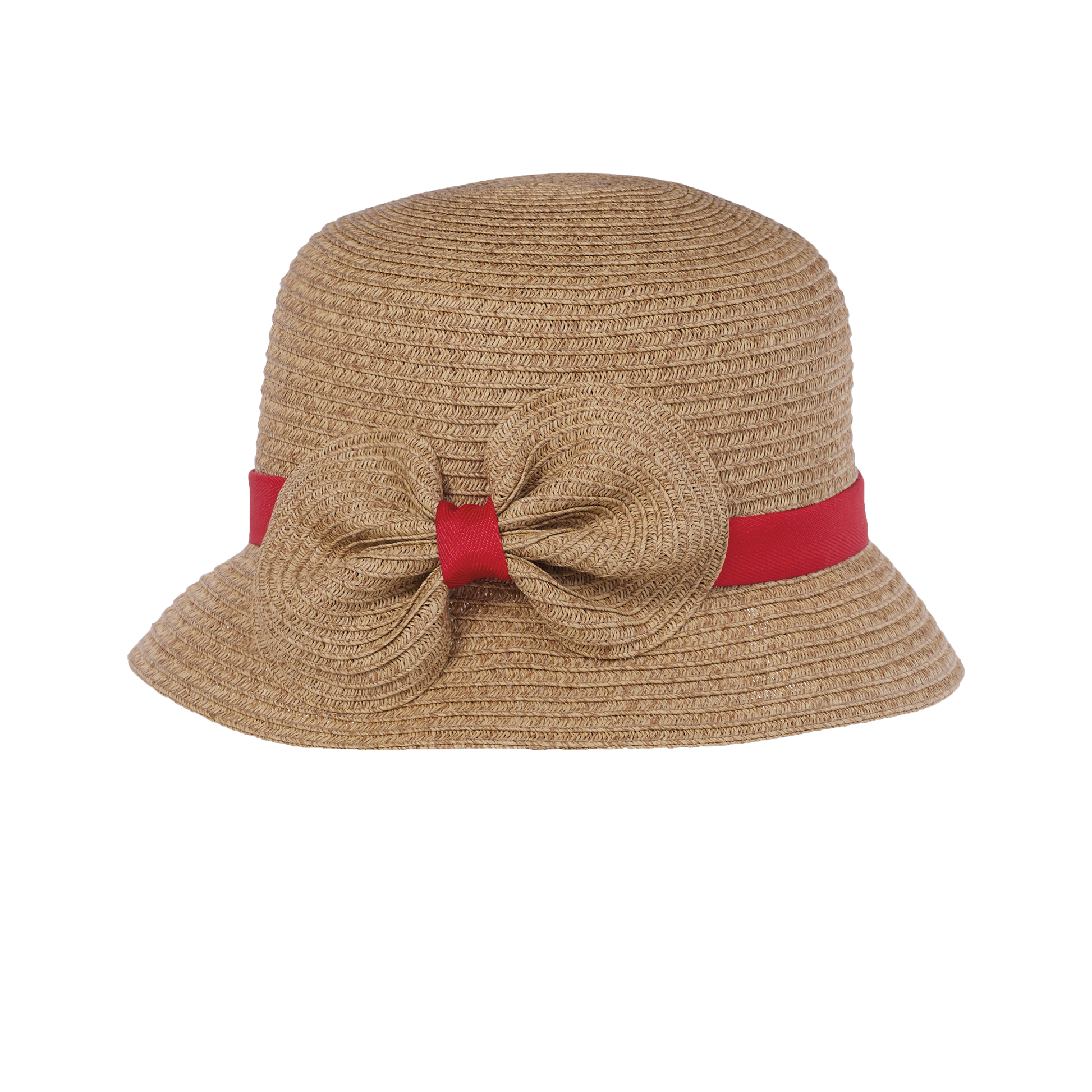 Heather Bow Cloche Natural/Red