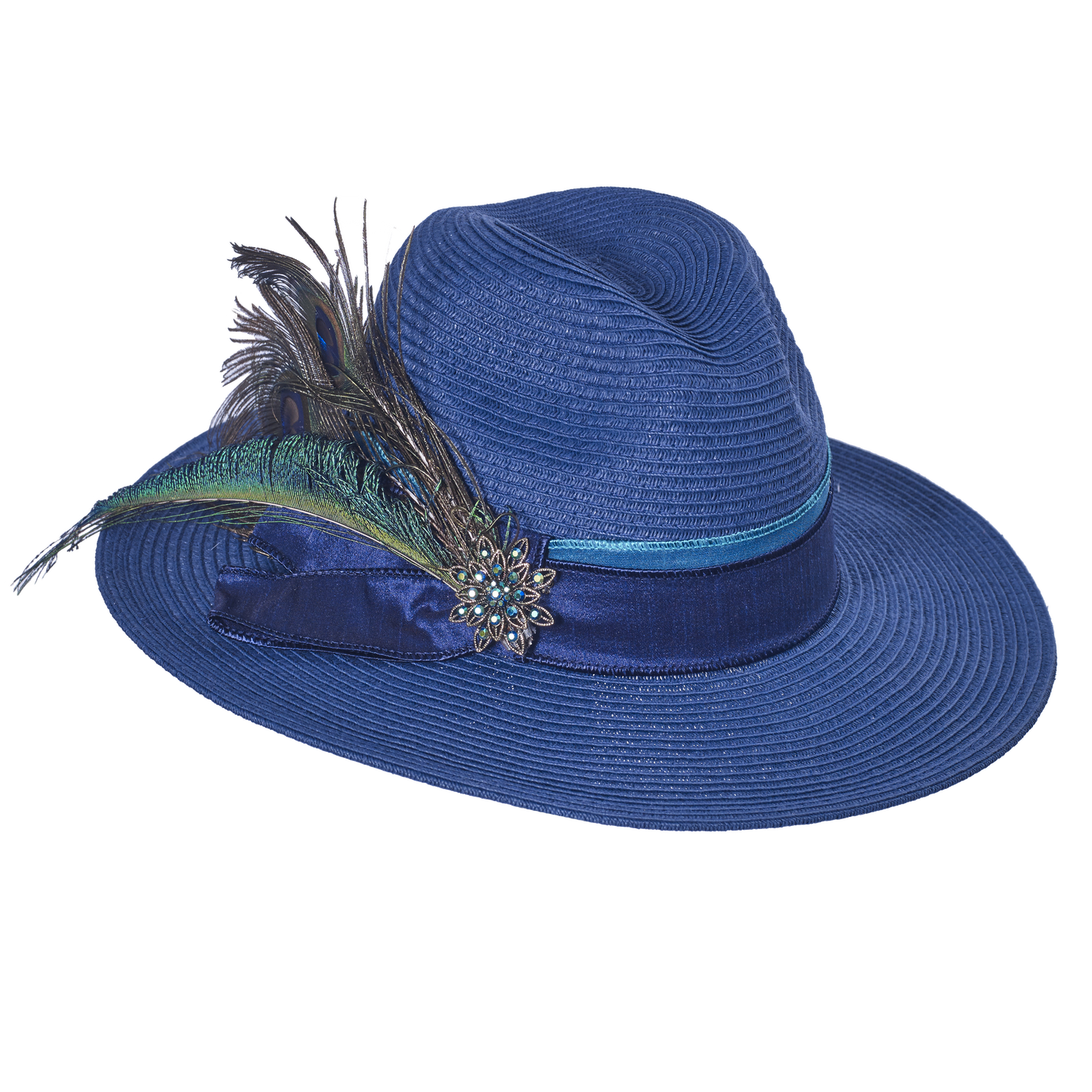 Peacock Straw  Fedora Black