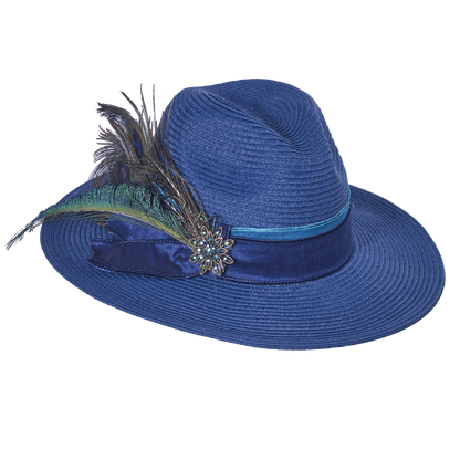 Peacock Straw  Fedora Black