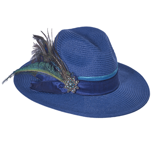 Peacock Straw  Fedora Black