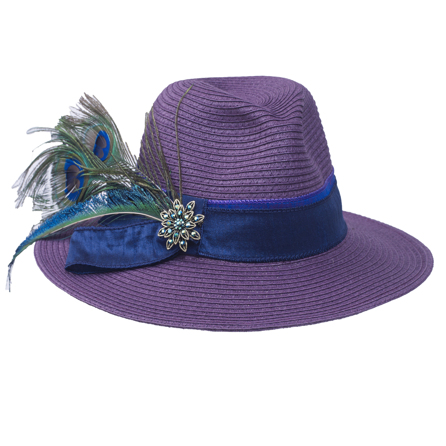 Peacock Straw  Fedora Purple