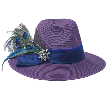 Peacock Straw  Fedora Purple